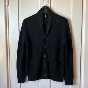 Black shawl collar men’s cardigan size L